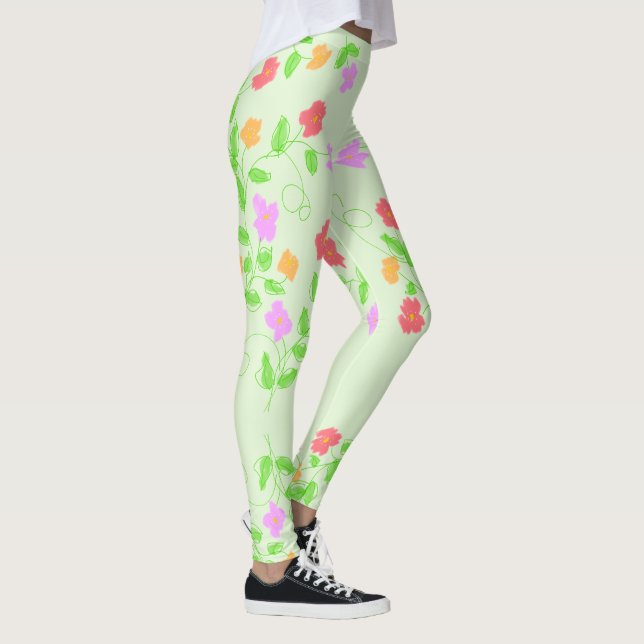 Ljust grönt blomstrande baljväxter leggings (Höger)