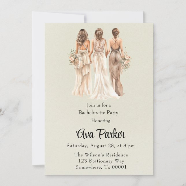 Ljust grönt Bridesmaids Bachelorette Party Inbjudningar (Framsida)