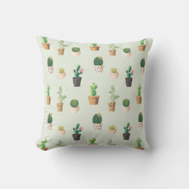 Ljust grönt Cactus Succulent Plant Mönster Pillow Kudde