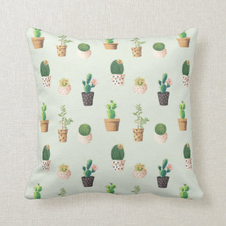 Ljust grönt Cactus Succulent Plant Mönster Pillow Kudde