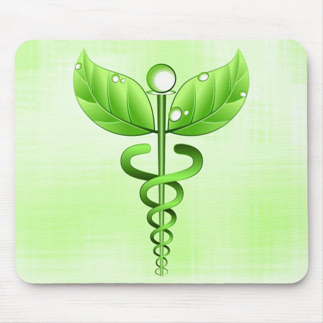 Ljust grönt Caduceus, alternativ medicin Musmatta (Framsidan)