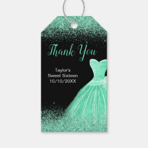 Ljust grönt Dress Faux Glitter Sweet 16 Birthday Presentetikett
