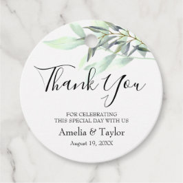 Ljust grönt Eucalyptus Löv Round Gåvor Etiketter