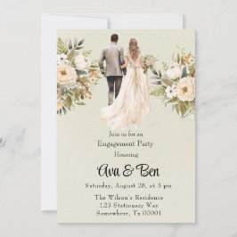 Ljust grönt Förlovningsfest för tegel och groom Inbjudningar