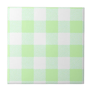 Ljust grönt Gingham Check Mönster Kakelplatta