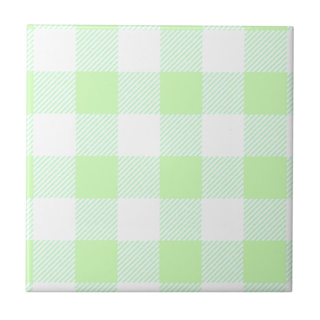 Ljust grönt Gingham Check Mönster Kakelplatta (Framsidan)