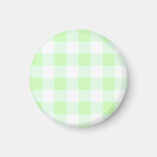 Ljust grönt Gingham Check Mönster Magnet (Framsidan)