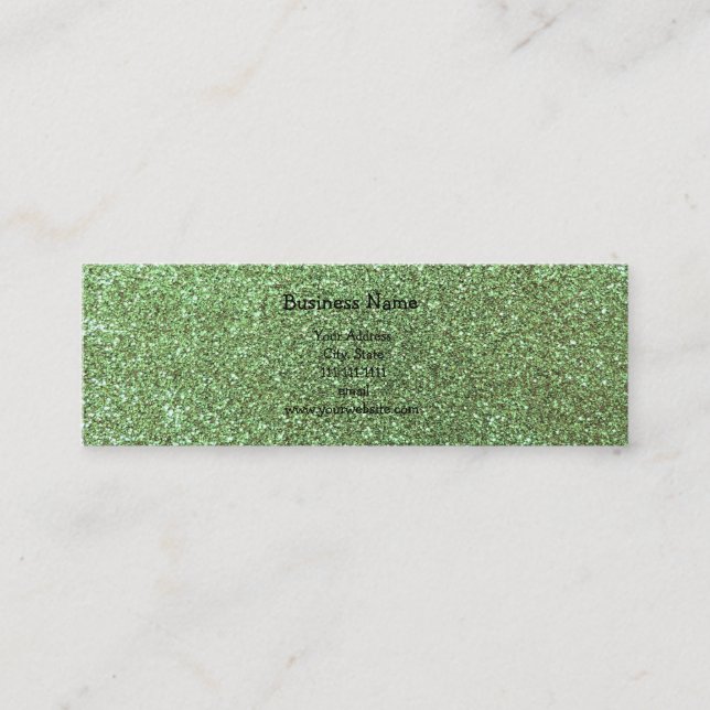 Ljust - grönt glitter mini visitkort (Framsida)