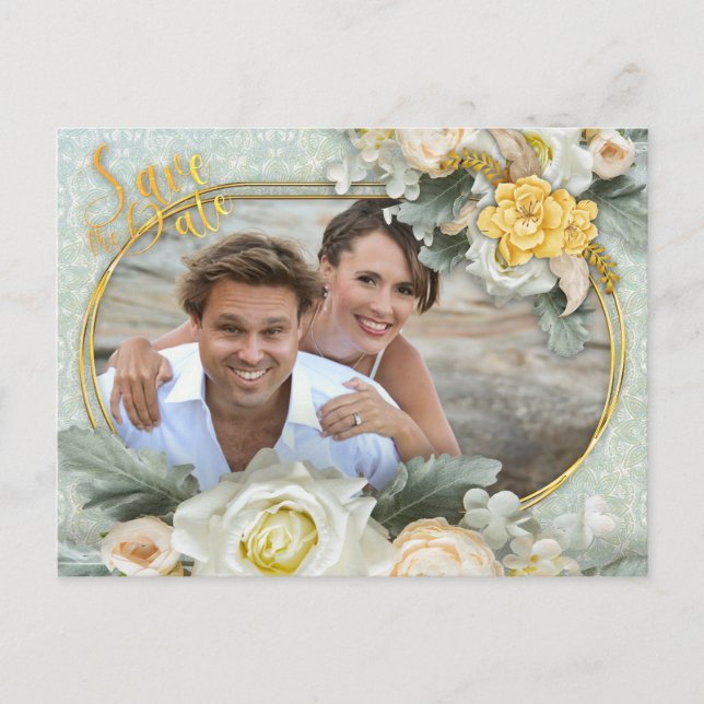 Ljust grönt, Gult och vita mandalas Meddelande Vykort (Framsida)