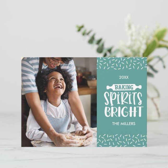 Ljust grönt jullager Sprit Bright Photo Julkort (Stående Fram)