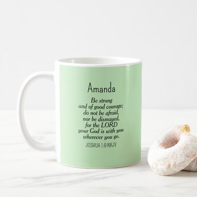Ljust grönt kursbyte - anpassat namn för verse kaffemugg (Med munk)
