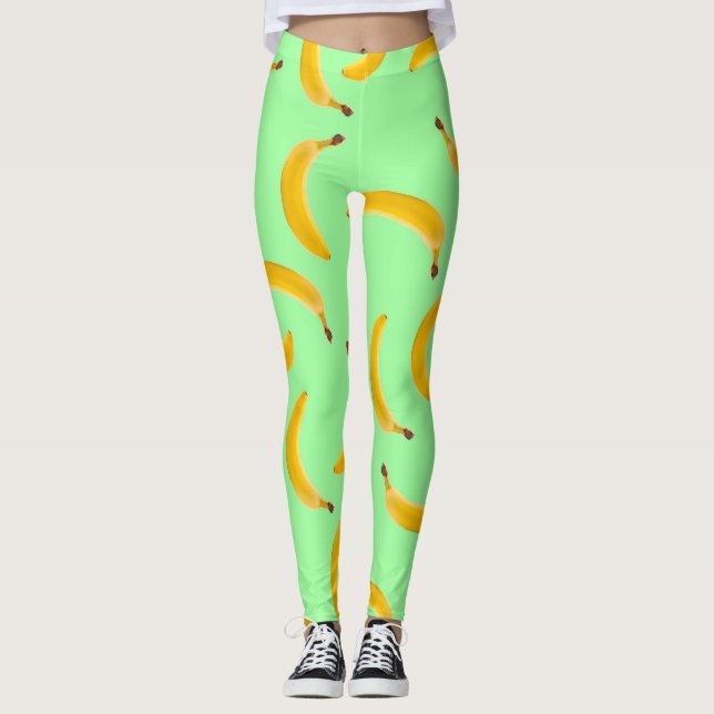Ljust grönt lag om Banana Struktur Leggings (Framsida)