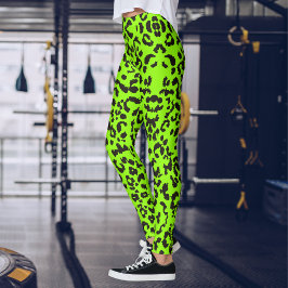 Ljust grönt leopard Skriv ut | Tiger-utskrift Leggings