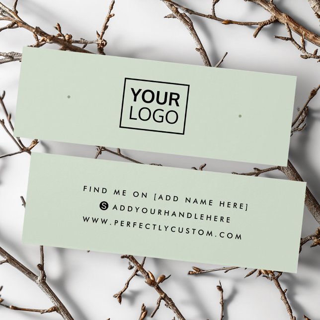 Ljust grönt logotyp social-medietjänstkort litet visitkort (Light green logo social media stud earring card)