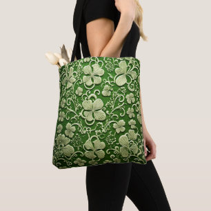 LJUST GRÖNT MED SNÖRE LOOK IRISH CELTIC SHAMROCKS TYGKASSE