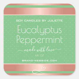 Ljust grönt Mint för den moderna Guld-förpacknings Fyrkantigt Klistermärke