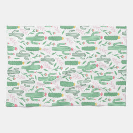 Ljust - grönt mönster för kaktussuckulentblommar kökshandduk