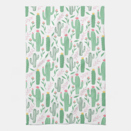 Ljust - grönt mönster för kaktussuckulentblommar kökshandduk