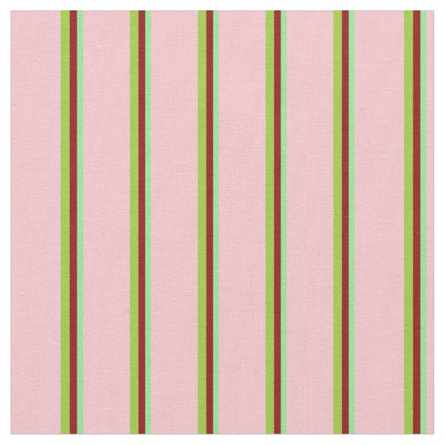 Ljust grönt, Mörk Red, Grönt & Rosa Färgad Linjer Tyg (Närbild)