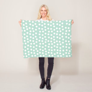 Ljust grönt mynta polka dots fleecefilt