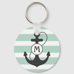Ljust - grönt nautiskt ankrar monogramen nyckelring