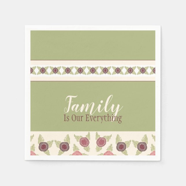 Ljust grönt och mjuk Rosa Pappersservett (Framsidan)