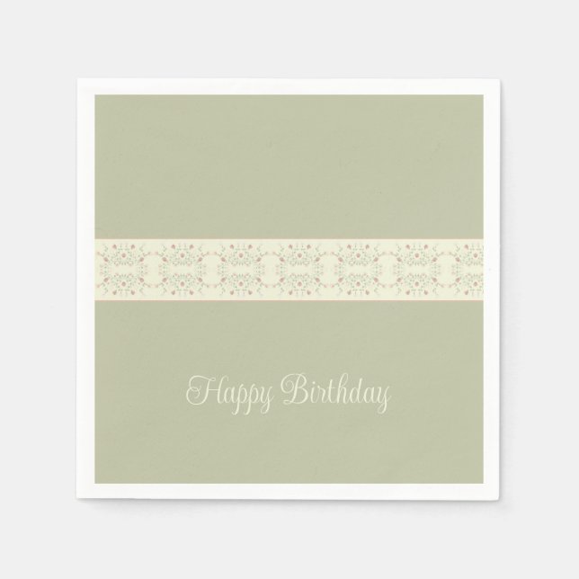 Ljust grönt och Rosy-Rosa Pappersservett (Framsidan)