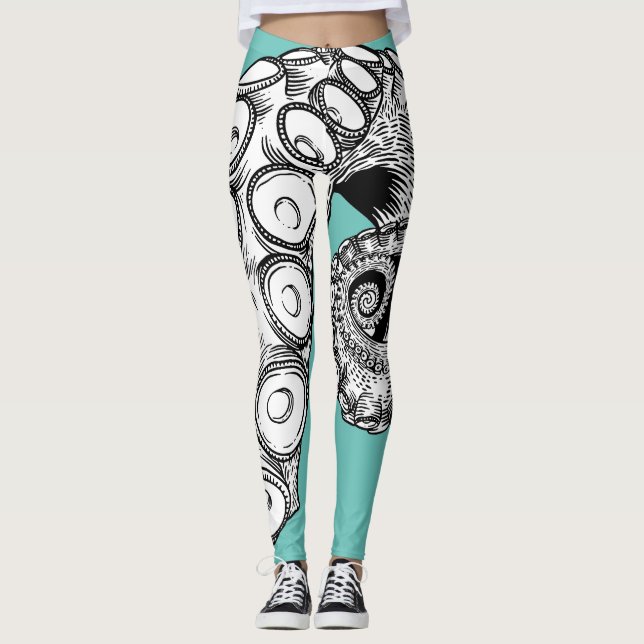ljust grönt Octopus Tentacle Leggings (Framsida)