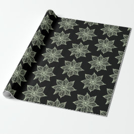 Ljust grönt på Black Sketchy Flowers Presentpapper