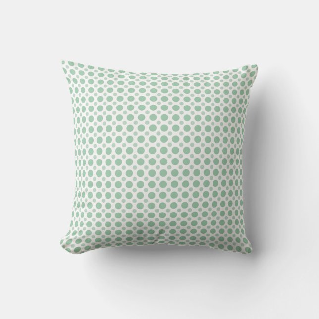 Ljust grönt polka Dot Seafoam Teal Coastal Kudde (Framsida)