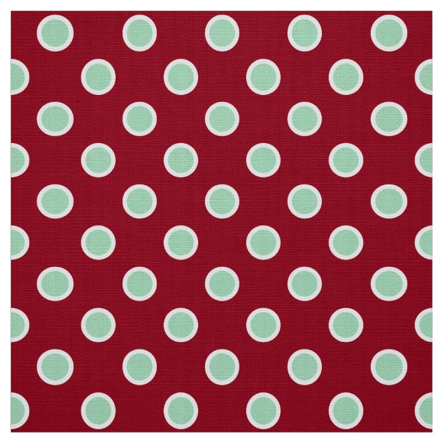 Ljust grönt Polka dots om Maron Jul Fabric Tyg (Provkarta)