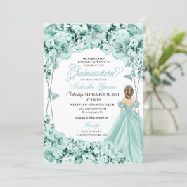Ljust grönt prinsessan Dress Quinceanera Inbjudningar