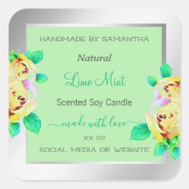 Ljust grönt produktförpackningsetiketter för blomm fyrkantigt klistermärke