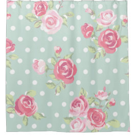 ljust - grönt, rosa ros, shabby chic, mönster,