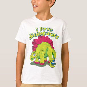 Ljust - grönt- & rosalyckligDinosaur T-shirt