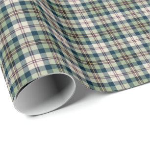 Ljust - grönt som är marinblå och kräm- pläd presentpapper