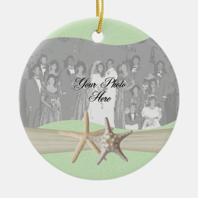 Ljust grönt Starfish Photo Julgransprydnad Keramik (Framsidan)