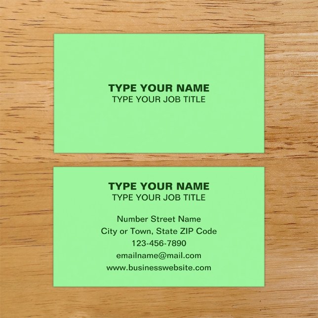 Ljust grönt Telefonkort för enkel textdesign (Plain texts design light green calling card.)