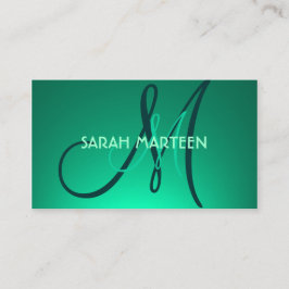 Ljust grönt tema, enkla anpassningsbar i monogram visitkort