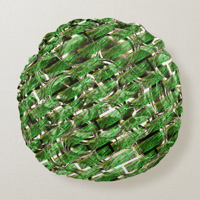 Ljust grönt väggeffekt och vitaktiga bubblor? rund kudde (Framsidan)