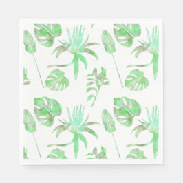 Ljust grönt vattenfärgade tropiska löv napkin pappersservett