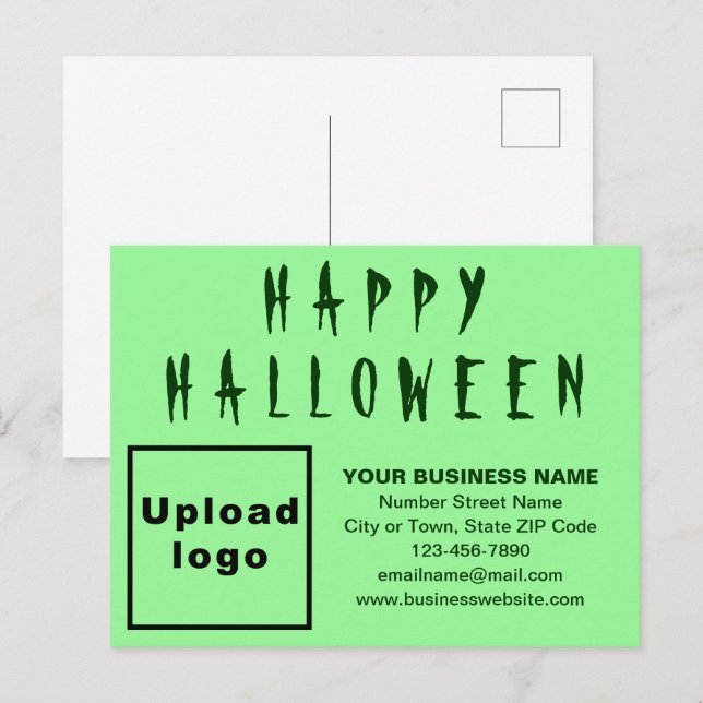 Ljust grönt vykort för Business Halloween-Helgdag (Fram/baksida)