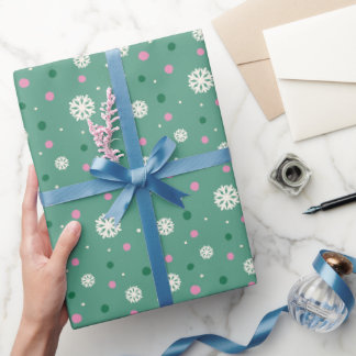 Ljust grönt Whimsique Winter Snöflingor jul Presentpapper