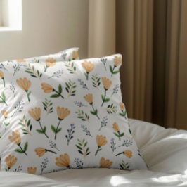 Ljust Gul Floral Skandinavisk Kudde