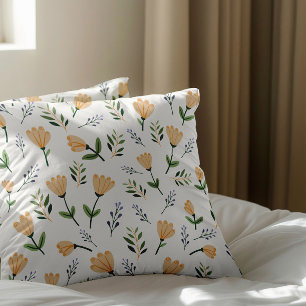 Ljust Gul Floral Skandinavisk Kudde