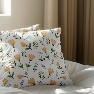 Ljust Gul Floral Skandinavisk Kudde
