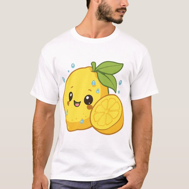 Ljust Gul Glad Citrus Citron T Shirt (Framsida)