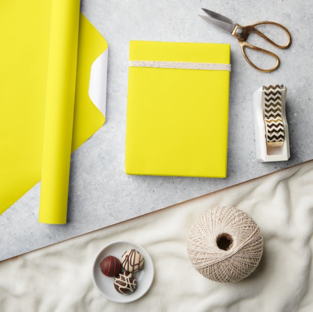 Ljust gul minimalisk rullpapper för presentförpack presentpapper (Hantverk)