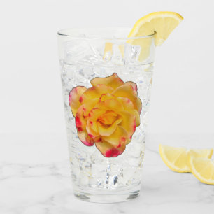 Ljust gul och rosa ros dricksglas glaskopp