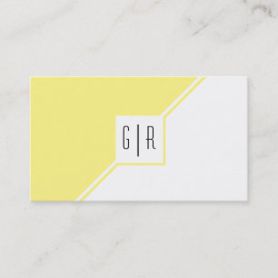 Ljust gul och vit modern monogramgeometri visitkort